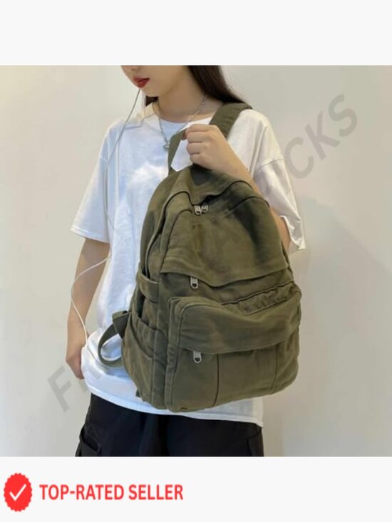 Canvas Backpack Rucksack Retro Aesthetic Vintage School Daypack Laptop Travel main image 5